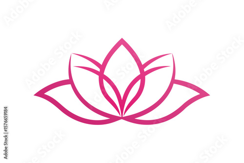 Line Art Style Lotus Symbol In Pink With Curved Lines
