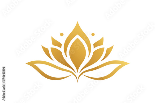 Elegant Gold Lotus Emblem With Soft Gradient Leaves