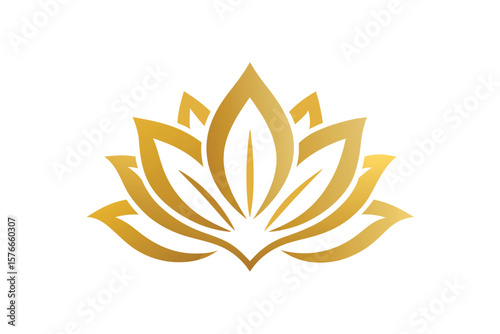 Elegant Gold Lotus Emblem With Soft Gradient Leaves