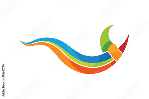 Colorful Shofar Logo In Traditional Shape On White Background