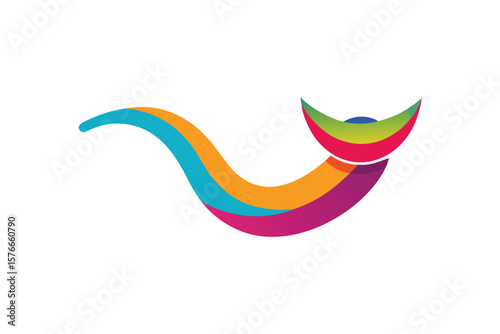 Colorful Shofar Logo In Traditional Shape On White Background