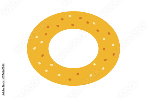 Circular Bread Ring With Sesame On White Background