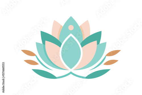 Boho Style Pastel Lotus Design With Leaf Accents