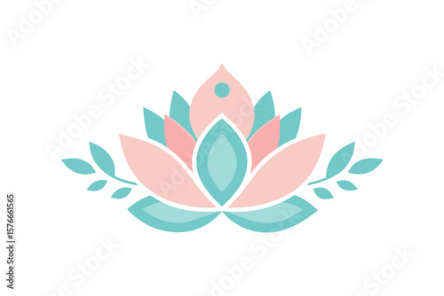 Boho Style Pastel Lotus Design With Leaf Accents