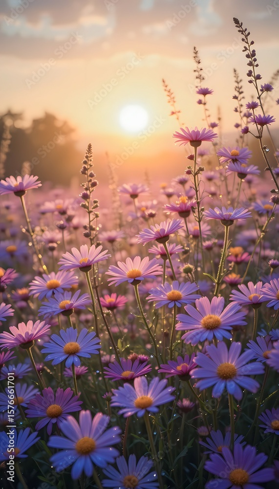 Obraz premium A Serene Morning in a Blooming Garden