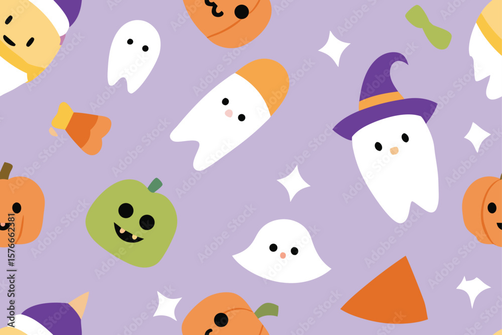 Fototapeta premium design-a-playful-halloween-pattern-featuring-ghost (2).eps