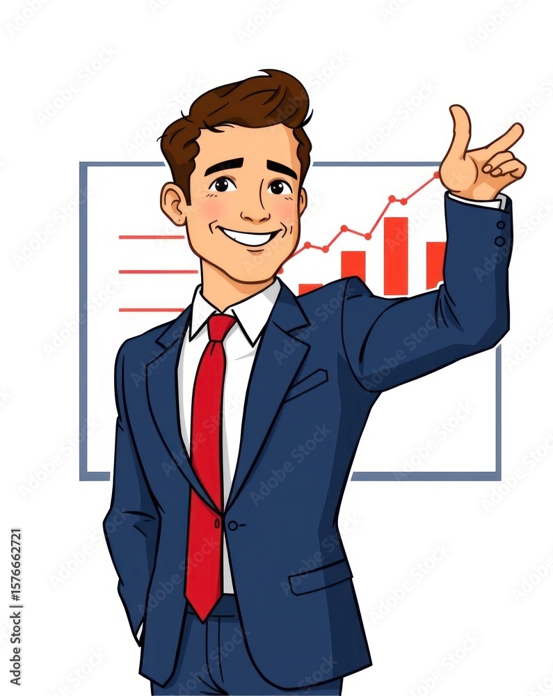 Confident Businessman Presenting Successful Growth Chart Confident Businessman Presenting Successful Growth Chart