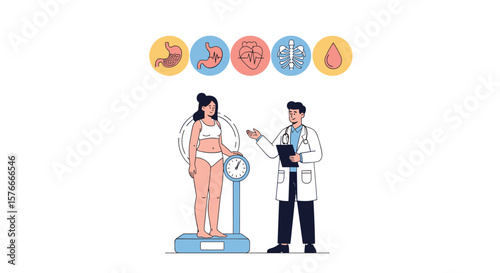 Understanding Endocrine Disorders Affecting Weight and Metabolism Illustrated with Medical Professional and Patient Interaction
