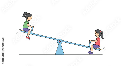 Children enjoy playing on a seesaw in a park demonstrating balance and movement physics principles