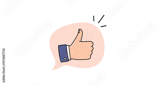 Thumbs Up Gesture of Approval and Positive Feedback Communicated Through a Speech Bubble Graphic Illustration