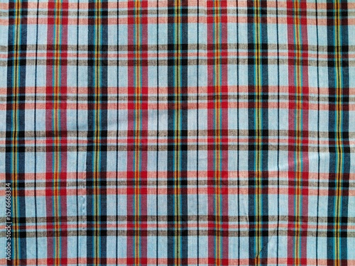 Loincloth multicolor woven handmade Thai traditional fashion fabric textile original pattern style backgrounds and textures design.