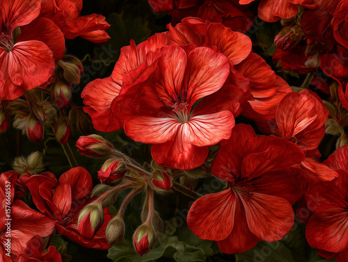 Detailed View of a Geranium Cluster in Full Bloom