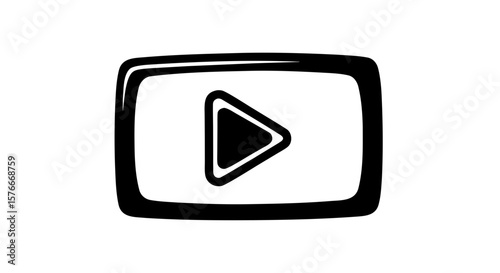 Video App Icon – Black and White Vector Illustration
