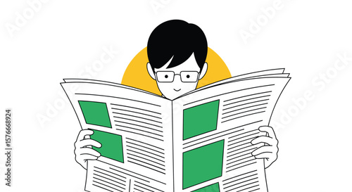 An Individual Absorbed in Reading the Daily Newspaper Understanding Current Events and Public Information