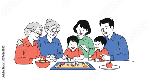 A Multigenerational Family Engaged in a Board Game Together Around a Table Enjoying Quality Time and Bonding