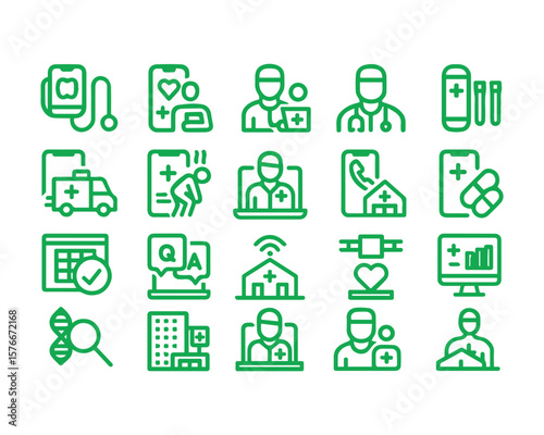 Remote medical care, bold line icon