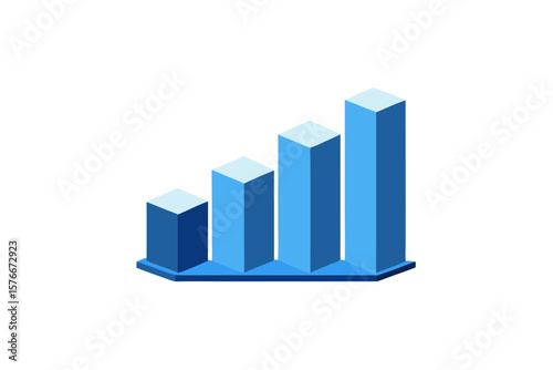 A 3D business graph with an upward arrow illustrates financial growth and market success