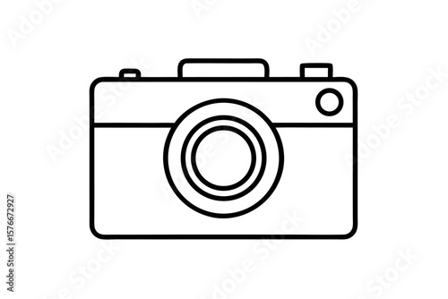 Digital camera vector icon: photography technology equipment symbol illustration