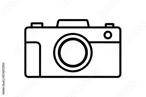 Vector digital camera icon for photography equipment and technology