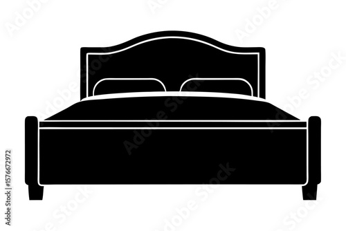 Double bed with comfortable cushions and pillows in a contemporary white living room