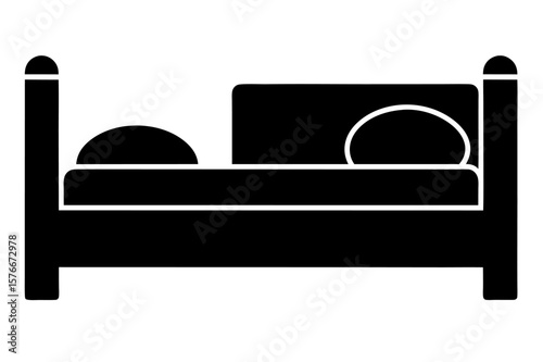 A modern living room interior design featuring a black sofa, armchair, and other essential furniture, presented as an icon illustration