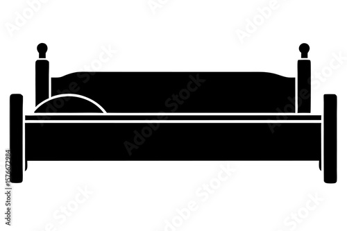 Black and white vector illustration of a comfortable leather sofa, an isolated object for furniture design and interior decoration