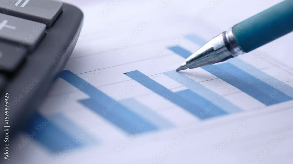 bar graph with calculator and pen