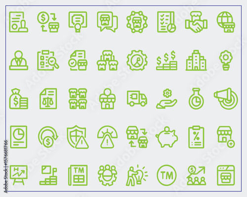 Set of thin line franchising Icons