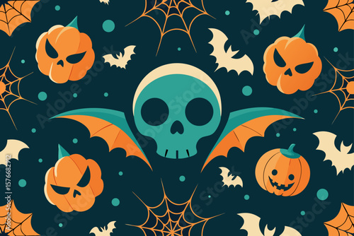 halloween seamless pattern with pumpkins