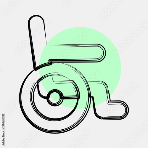 Icon wheel chair. Medical elements. Icon in color spot style.