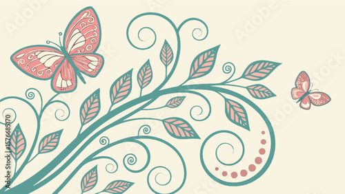 Abstract floral pattern vector illustration with vintage leaf and spring flower elements