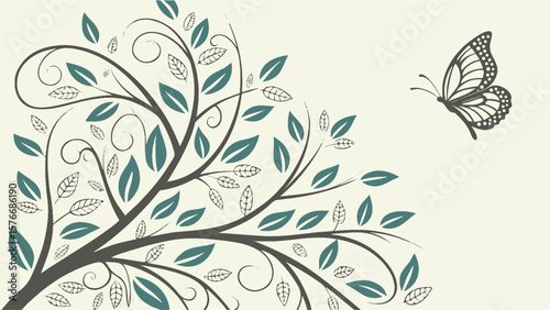 Abstract floral pattern vector illustration with vintage leaf and spring flower elements