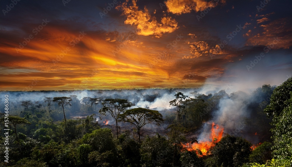 Naklejka premium amazon rainforest fire