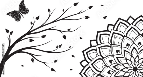 Abstract floral pattern vector illustration with vintage leaf and spring flower elements