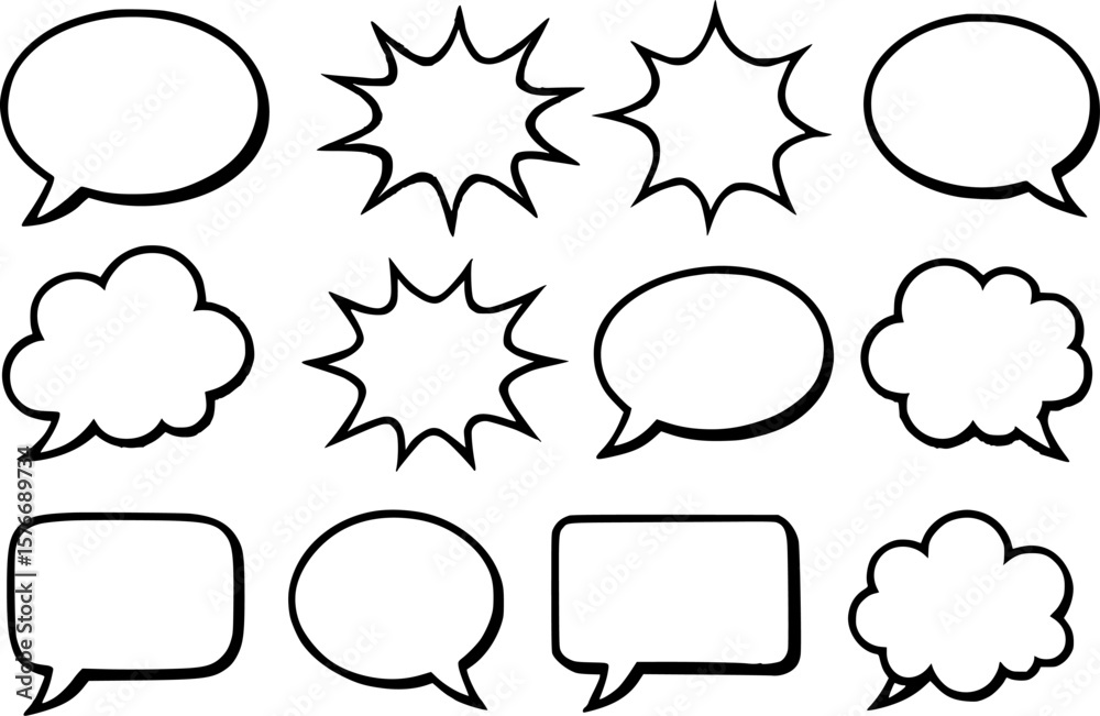 Fototapeta premium Collection of Comic Book Speech Bubbles and Thought Clouds