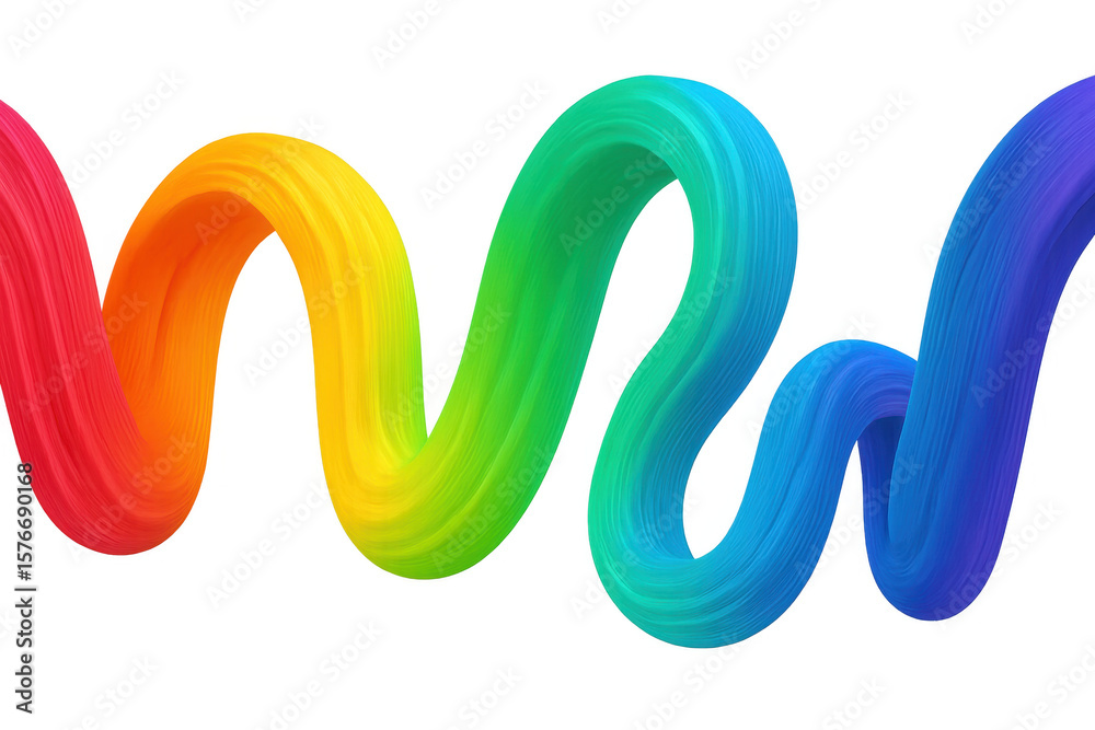 Vibrant rainbow-colored brush stroke curving gracefully against transparent backdrop, highlighting artistic expression Vibrant rainbow-colored brush stroke curving gracefully against transparent backdrop, highlighting artistic expression