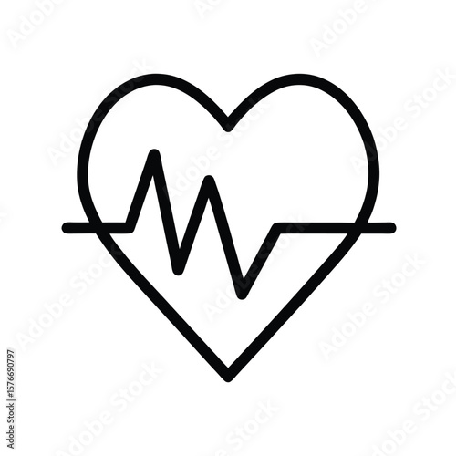 Heartbeat Line Heart Center Icon Vector Illustration