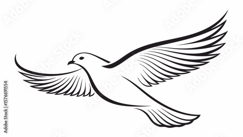 Bird Silhouette – Line Art Vector Illustration