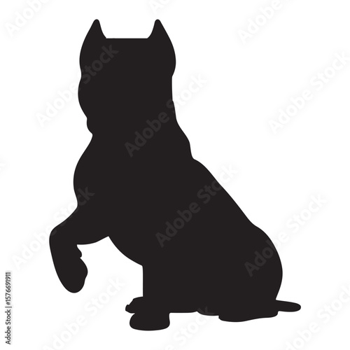 A black silhouette of an American Pit Bull Terrier vector