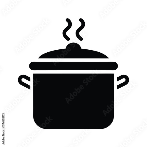 Pot With Steam Icon Vector Illustration
