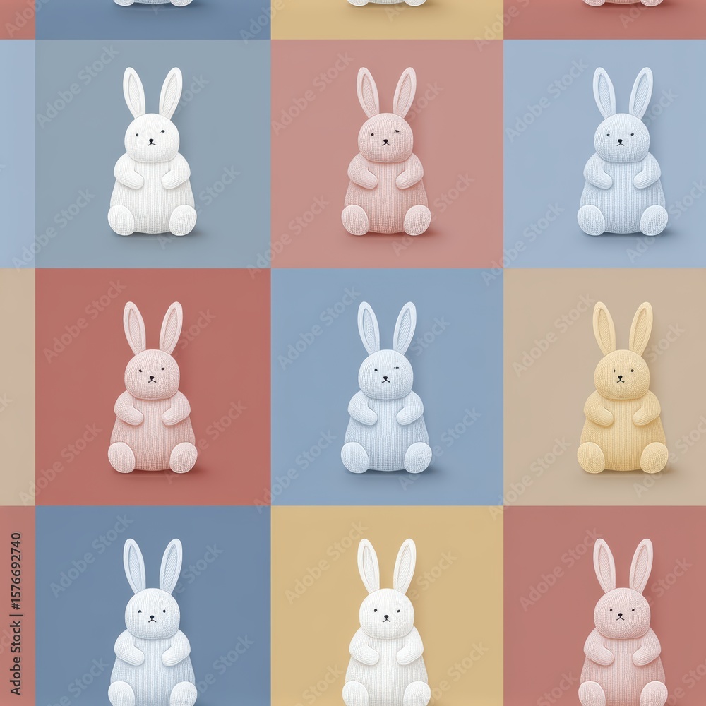 Fototapeta premium Cute pastel bunnies in a playful seamless pattern design