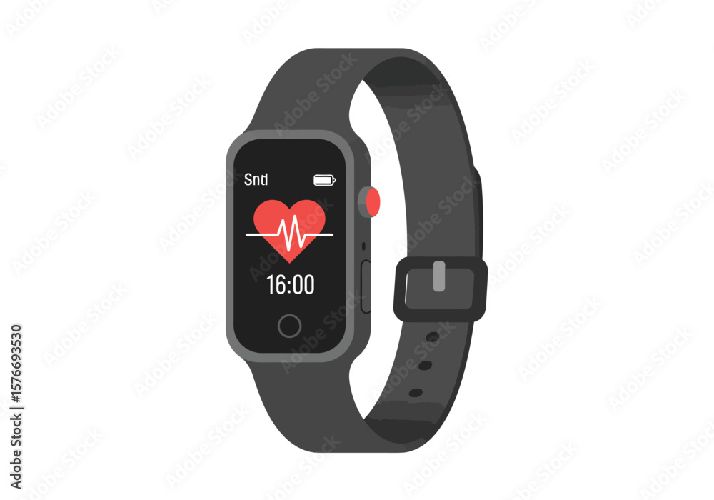 Fototapeta premium Smartwatch with Heart Rate Monitor Display - Digital Health and Fitness Technology for Wellness Tracking