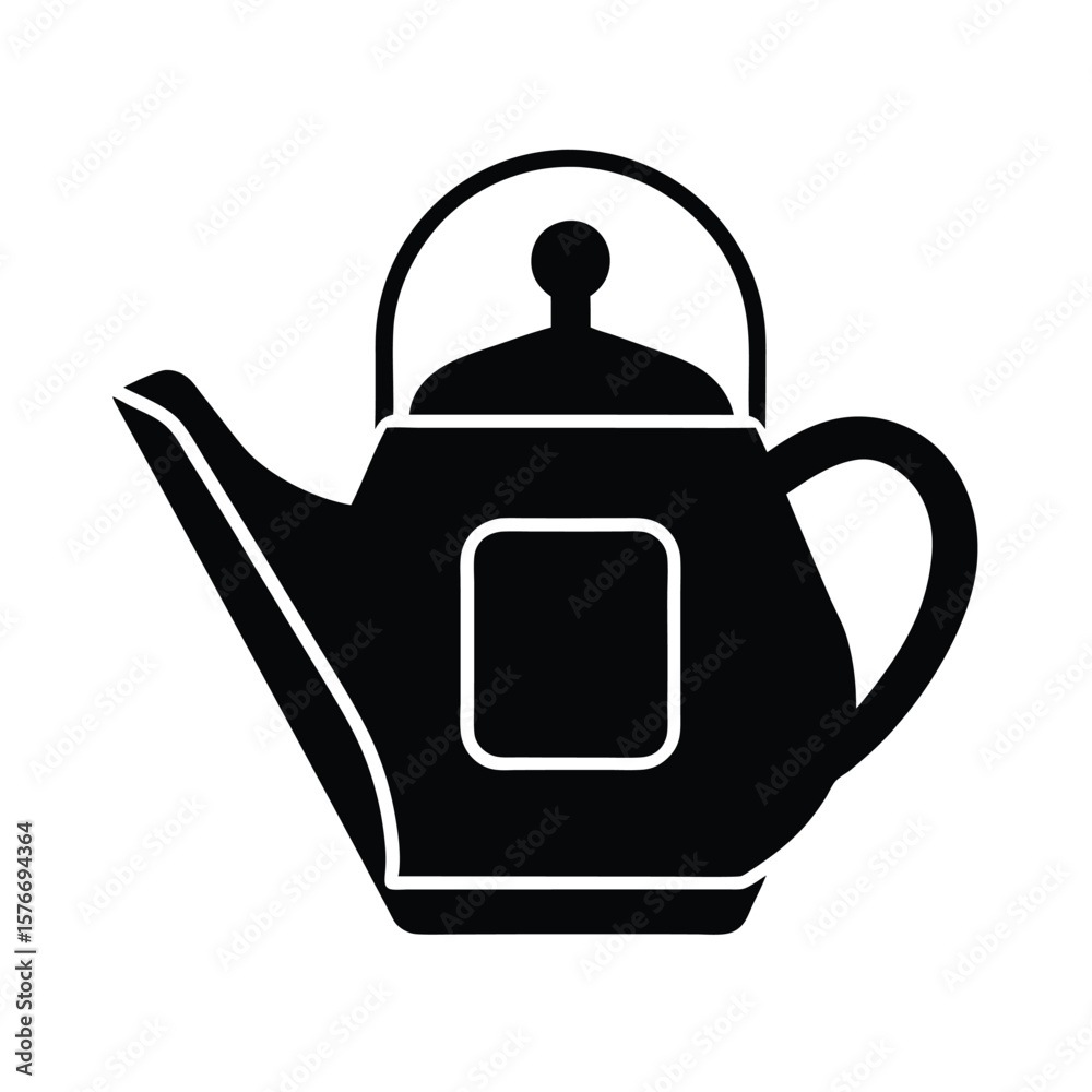 Obraz premium Teapot With Teabag Icon Vector Illustration