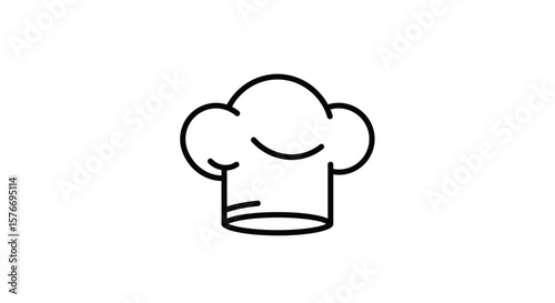 A simple line art illustration of a chefs hat isolated on white background