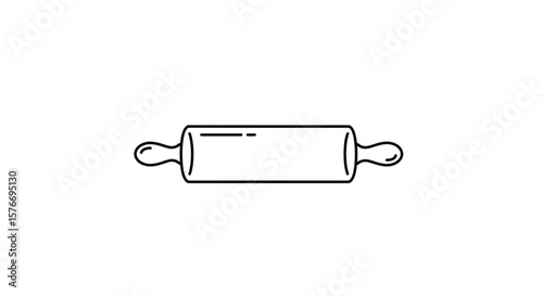 A line art illustration of a rolling pin isolated on white background