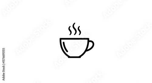 A steaming cup of coffee isolated on white background