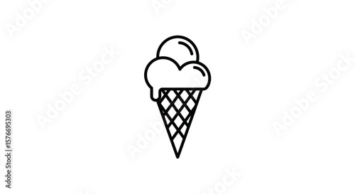 Melting ice cream cone isolated on white background looks delicious and refreshing