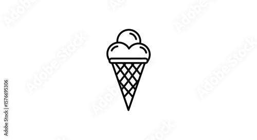 Ice cream cone isolated on white background looks delicious and refreshing