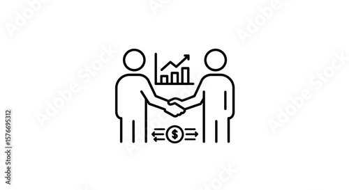 Two people shaking hands after a successful business deal isolated on white background