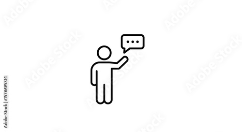 A person icon with a speech bubble isolated on white background